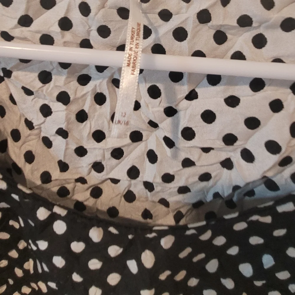 Free People Black and White Puff Sleeve Crop Blouse